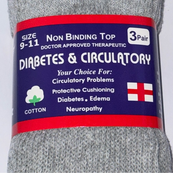3 pairs Diabetic & Circulatory Men's size 9-11 Gray Socks NWT - Picture 5 of 10
